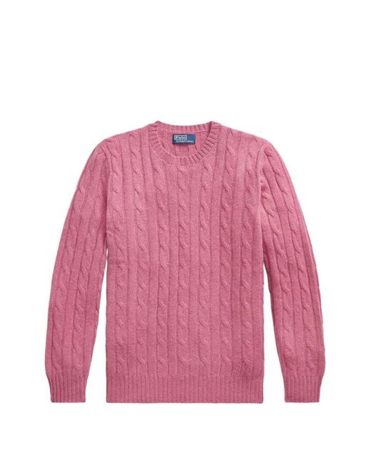 Polo Ralph Lauren Pink Cable-Knit Cashmere Sweater