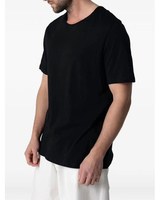 Majestic Filatures Black Raw-Edge Short-Sleeved T-Shirt for men