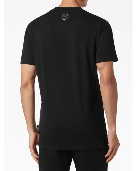 Philipp Plein Black Logo-print Cotton T-shirt for men