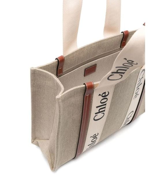 Chloé Woody ロゴ ハンドバッグ M Natural