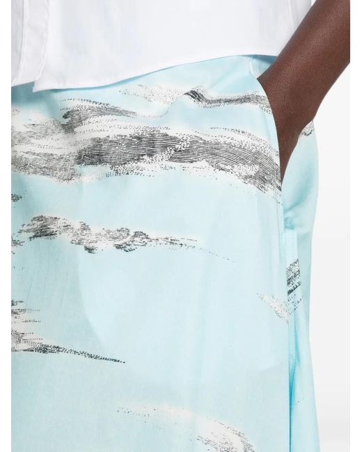 Moschino Blue Jupe Mi-Longue En Coton À Imprimé Nuage