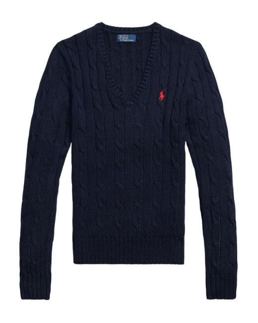 Maglione Con Scollo A V di Polo Ralph Lauren in Blue