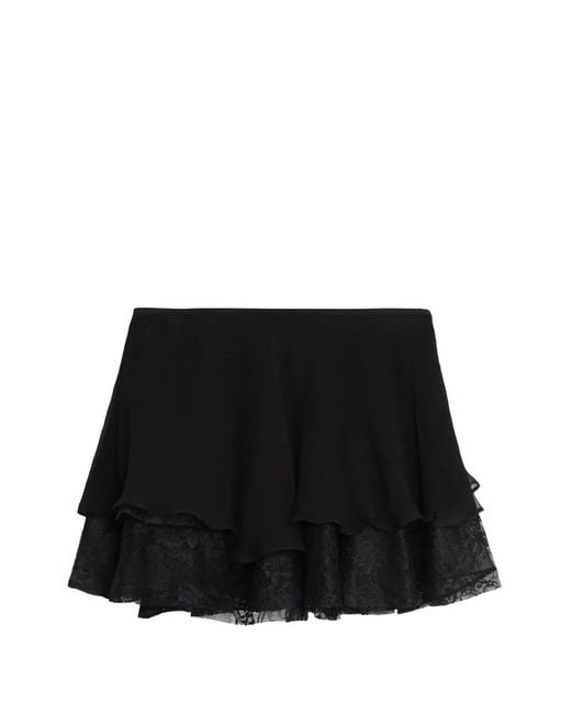Amir Slama Black Lace Tiered Skirt
