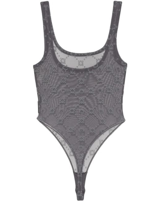 MARINE SERRE Gray Moonogram Bodysuit
