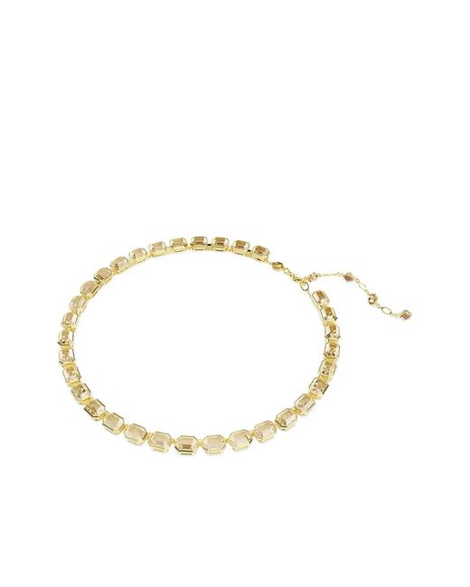 Swarovski Metallic Millenia Tennis-Tone Emerald-Cut Necklace