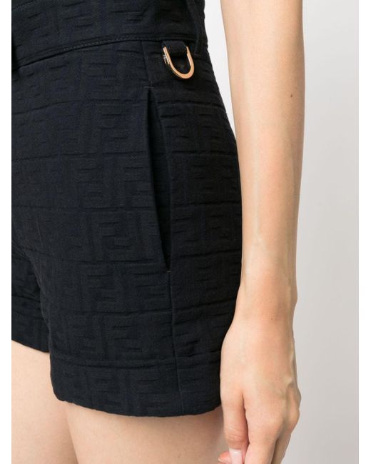 Shorts denim con effetto jacquard di Fendi in Black