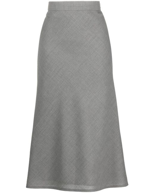 Thom Browne Gray 2-Ply Fresco Midi Skirt