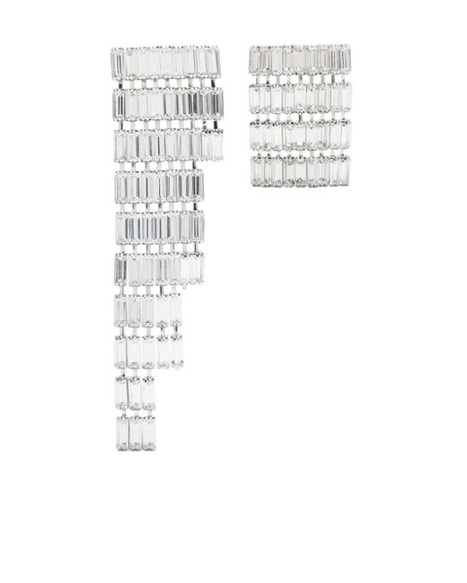 Magda Butrym アシンメトリー クリスタル フリンジ ピアス White