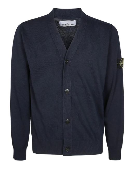 メンズ Stone Island コンパスバッジ カーディガン Blue