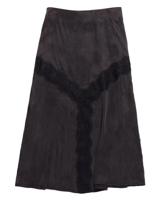 Bimba Y Lola Black Lace-Detailing Midi Skirt
