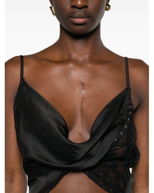 Y. Project Black Sheer-lace Draped Top