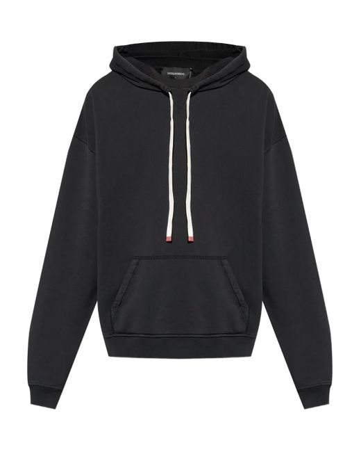 DSquared² Black Kangaroo-Pocket Drawstring Hoodie for men