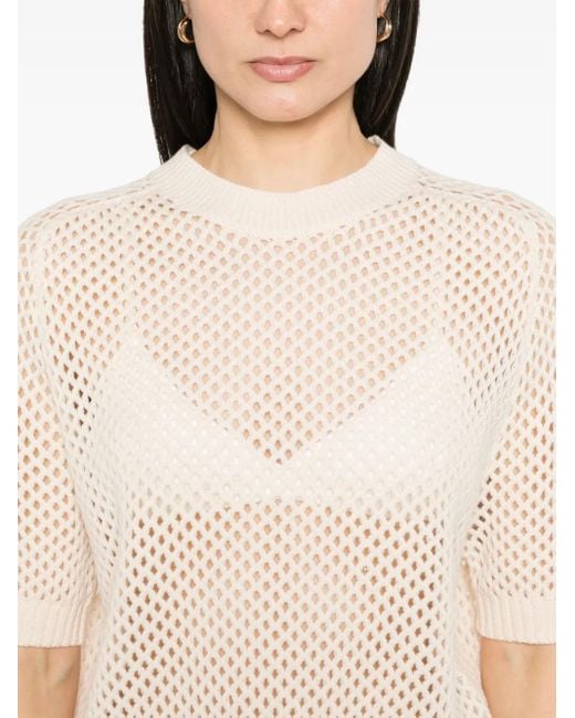Allude オープンニット トップ Natural