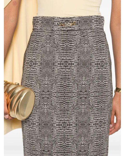 Elisabetta Franchi Kokerrok Met Pythonprint in het Gray