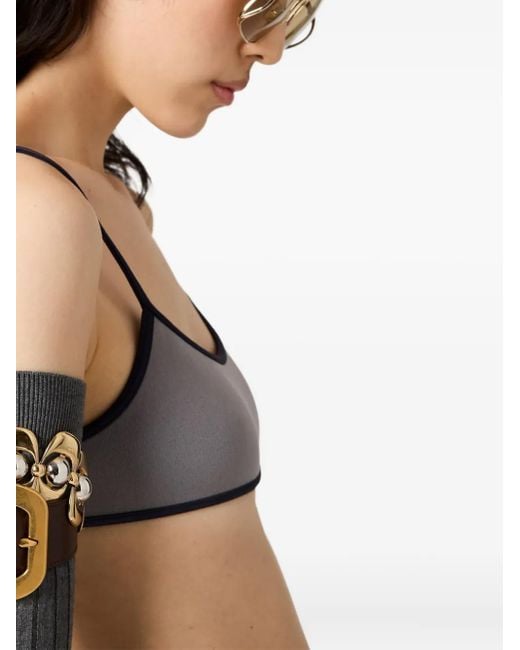 Miu Miu Gray Two-Tone Bikini Top