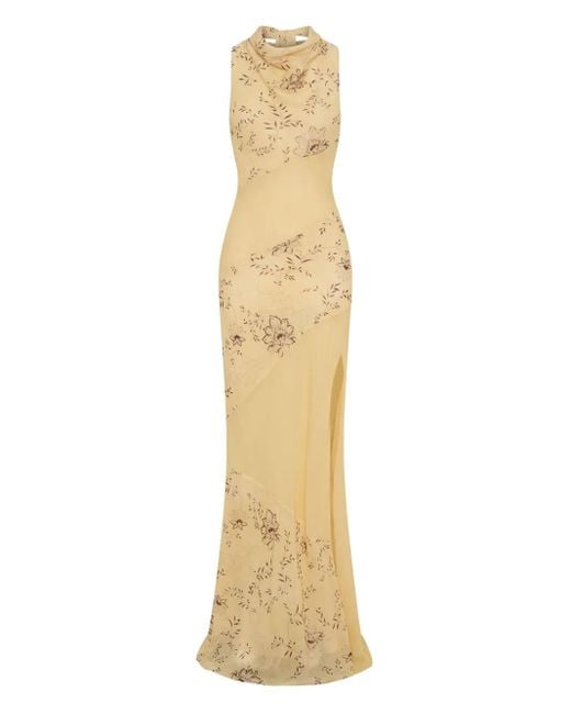 Vestido largo Shana con cuello en V y estampado floral Nicholas de color Metallic