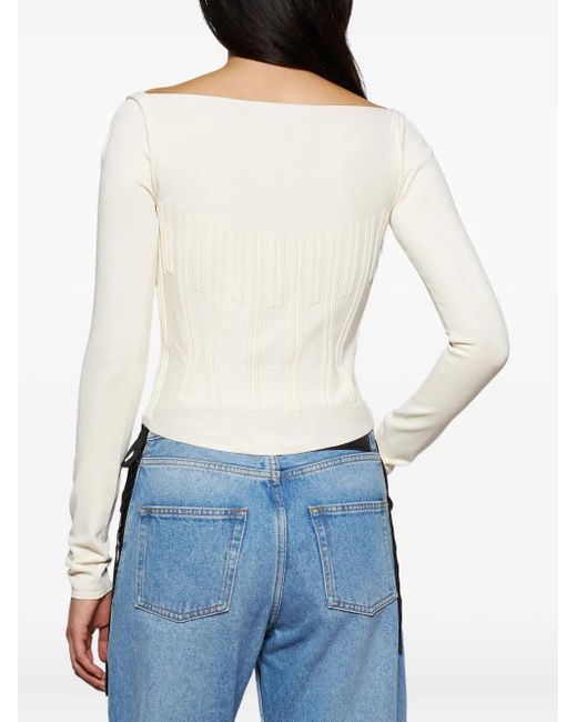 Mugler White Boning-Detai Long-Sleeve Top