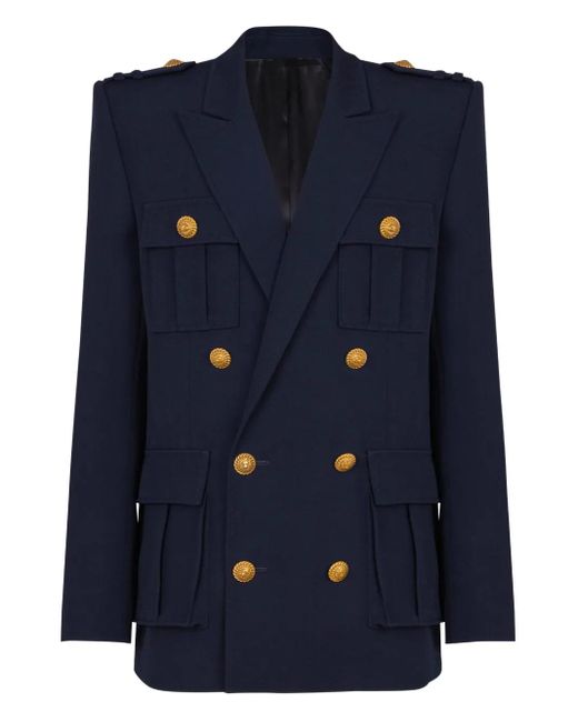 Balmain Blue Saharienne Blazer for men