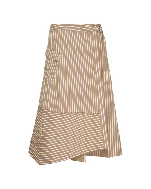 3.1 Phillip Lim Natural Striped Asymmetric Skirt
