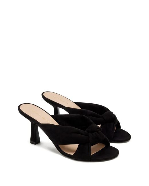 Stuart Weitzman Black Knotted-Upper Heeled Sandals