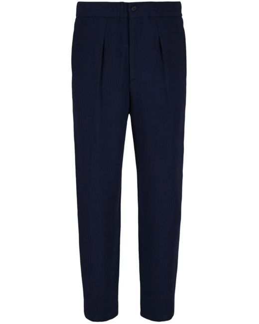 Giorgio Armani Blue Corduroy Tapered-Leg Trousers for men