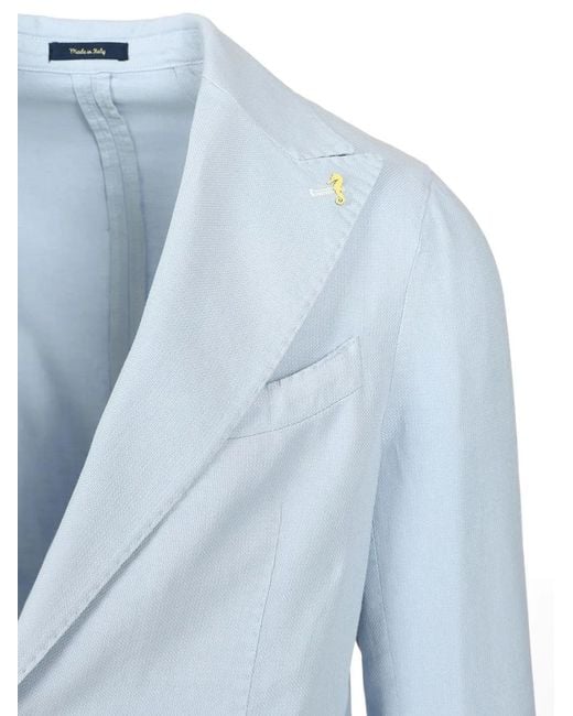 Guarinucci Blue Single-Breasted Patch-Pocket Blazer for men