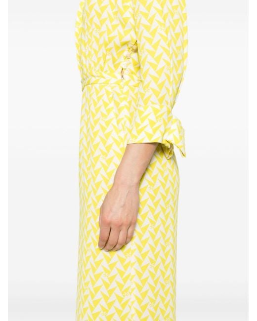 Elisabetta Franchi Yellow Jumpsuit mit geometrischem Print