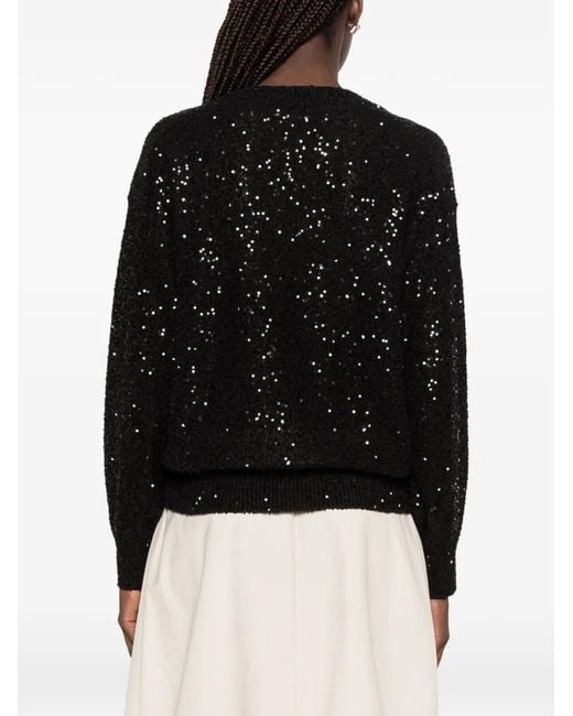 Brunello Cucinelli Black Sequin-Embellished Sweater