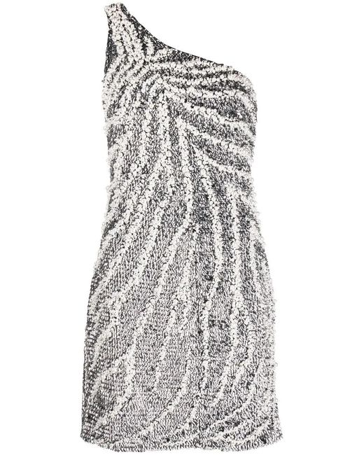 Givenchy Gray One-Shoulder Embellished Mini Dress