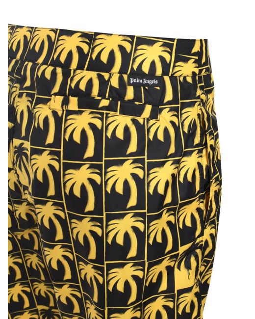 Palm Angels Yellow Dripping Palms Swim Shorts for men