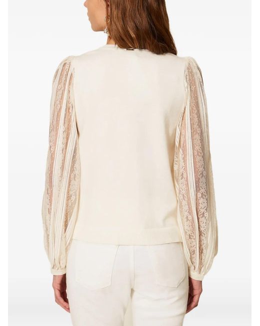 Twinset White Jumper With Lace Sleeves