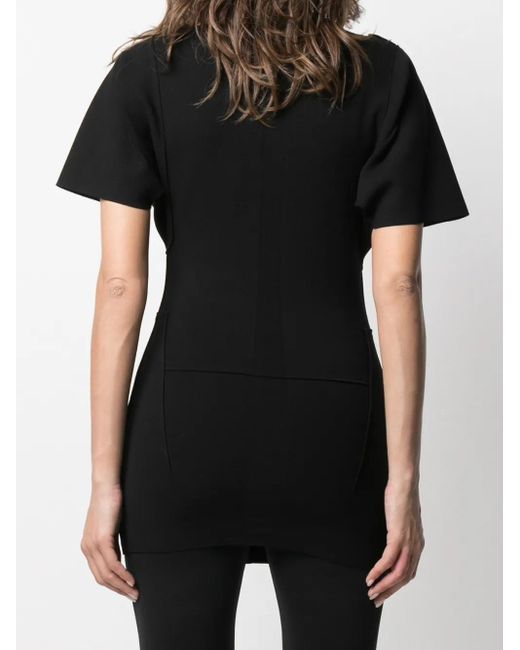 Rick Owens Black Longline V-Neck Top