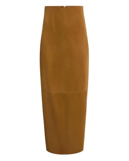 Khaite Natural Suede Maxi Skirt