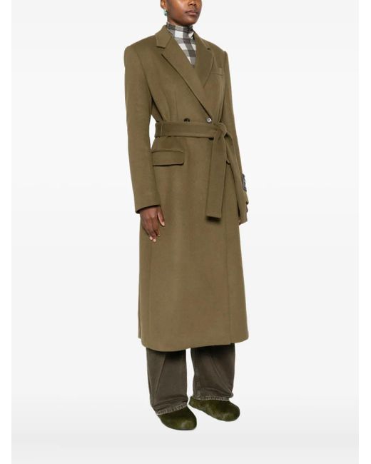 MSGM Green Belted Double-Breasted Coat
