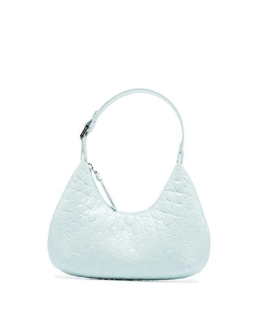 By Far Blue Baby Amber Crocodile-Pattern Bag