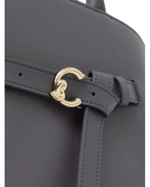 Coccinelle Gray Sabine Buckle-Detail Leather Tote Bag