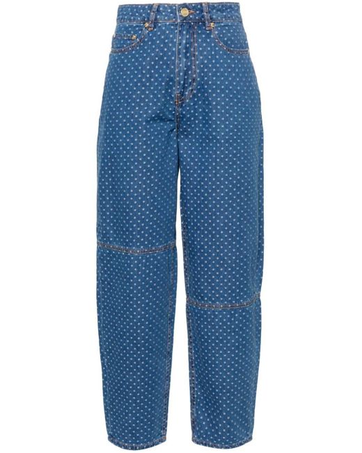 Ganni Blue Stary Mid-rise Tapered Jeans