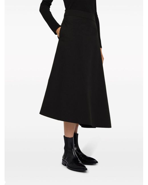 Jil Sander Black Asymmetric Midi Skirt