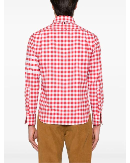 Thom Browne Geruit Flanellen Overhemd in het Red voor heren