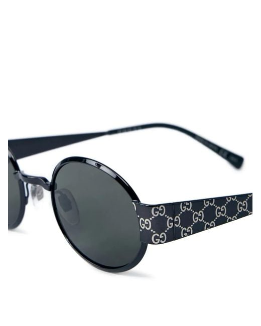 メンズ Gucci モノグラム オーバル サングラス Black