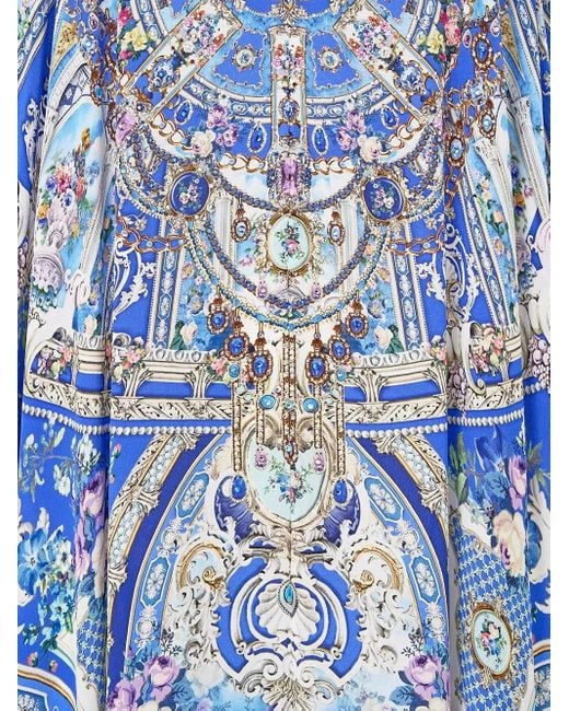 Vestido largo Ottoman Opulence de seda Camilla de color Blue