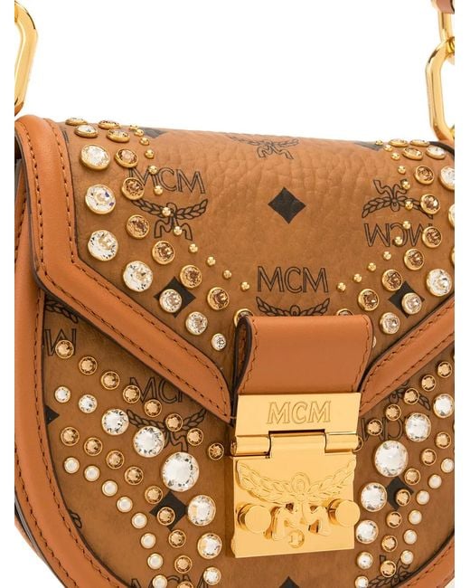 MCM Metallic Crystal-Embellished Shoulder Bag
