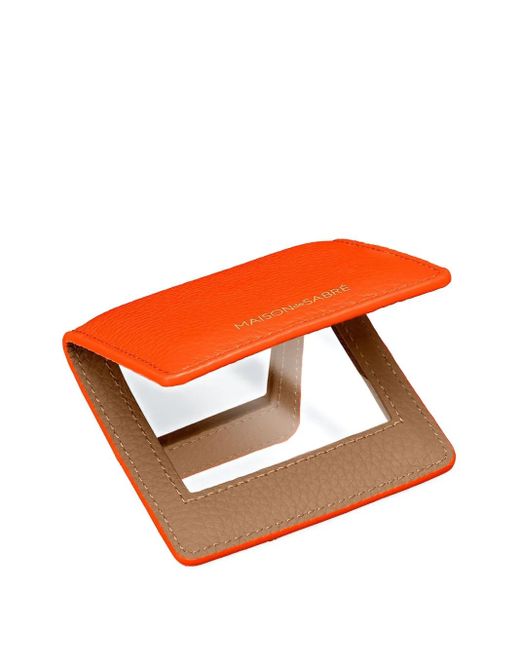 Maison De Sabre Orange Leather Compact Mirror