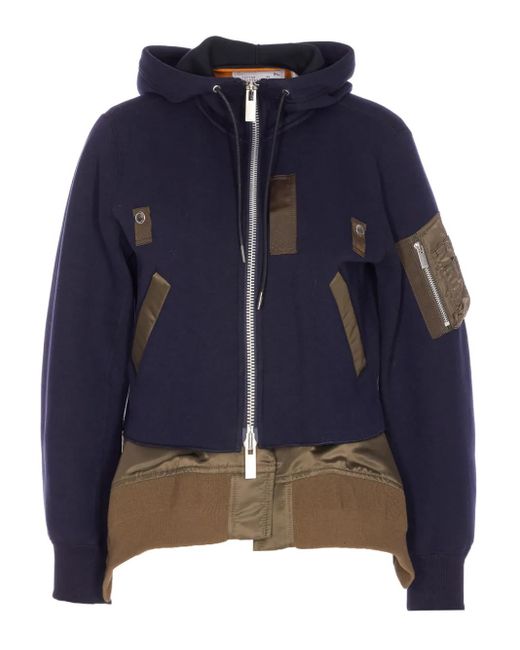 Sacai Blue Hoodie-Style Sweater With And Accents