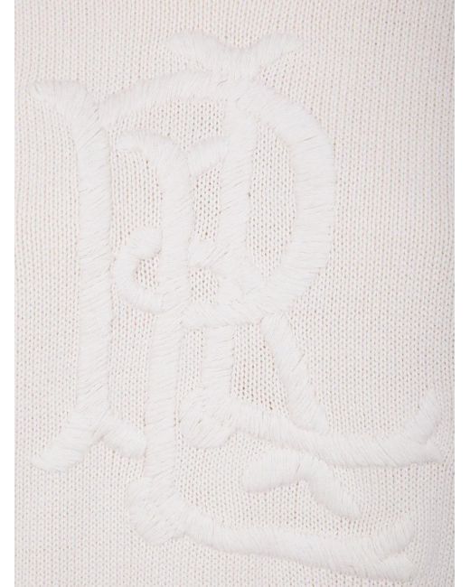 Ralph Lauren White Logo-Embroidered Cotton Sweater