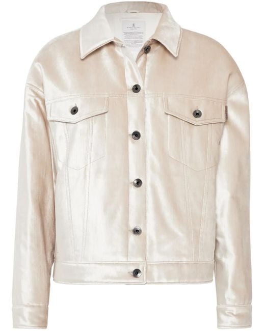 Brunello Cucinelli Natural Padded Pearlescent-finish Jacket