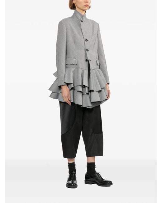 Comme des Garçons Gray Ruffled Houndstooth Jacket