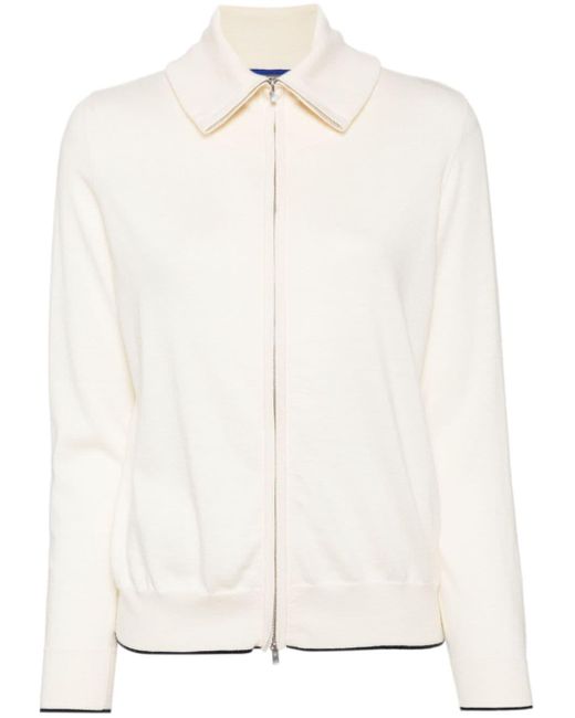 N.Peal Cashmere White Zip-up Knitted Cardigan