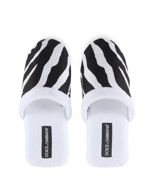 Dolce & Gabbana White Cotton Terry Slippers