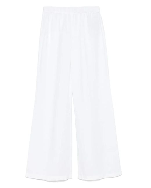 120% Lino White Linen Trousers